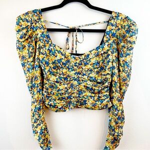 ASTR Long Sleeve Floral Ruched Top